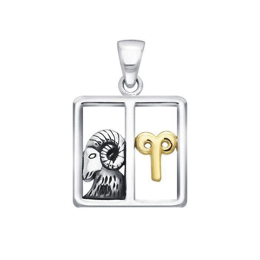 Aries Zodiac Symbol Silver Pendant MPD914