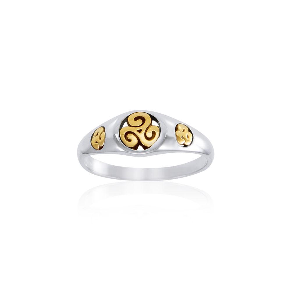 Triskelion Spiral Silver and Gold Ring MRI1585