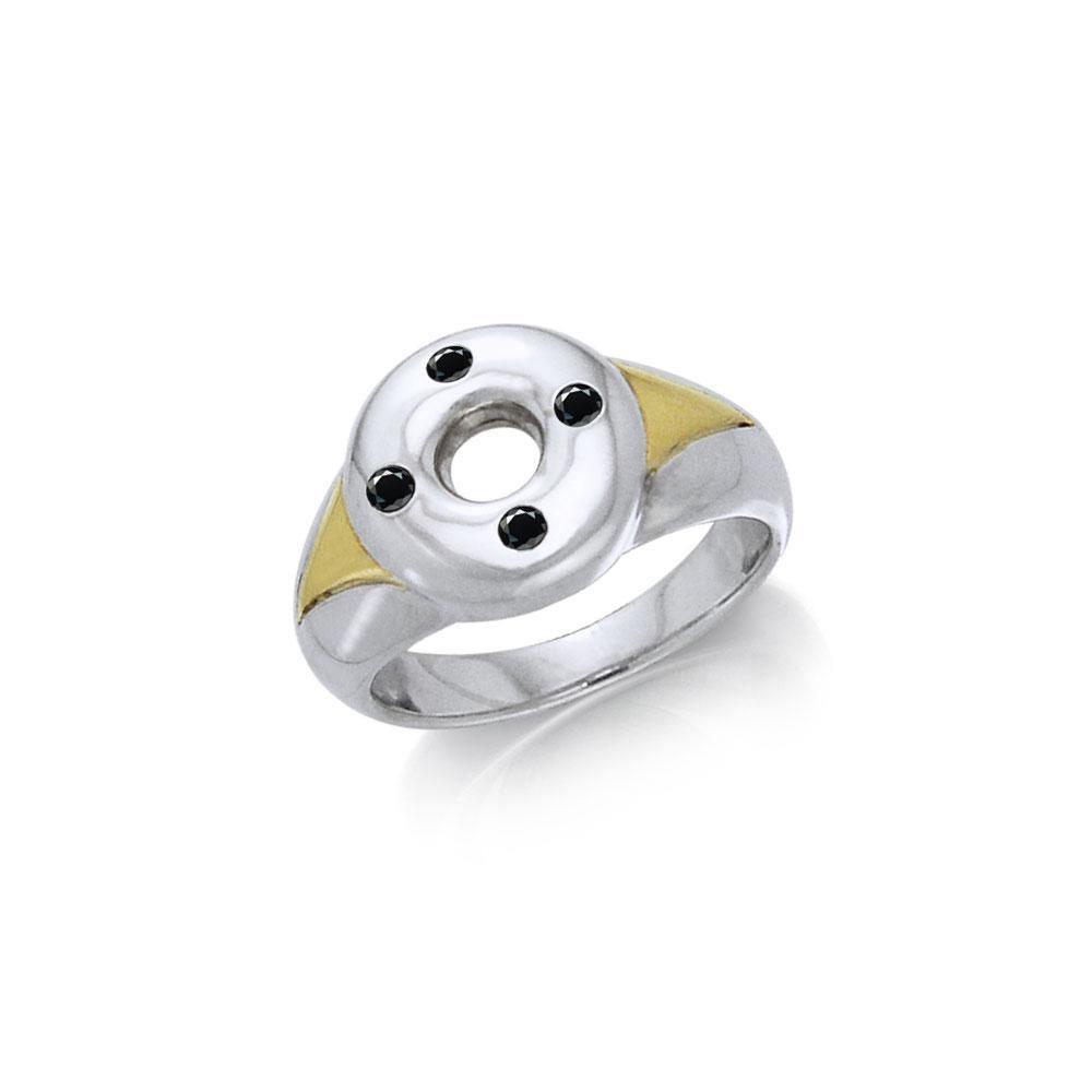 Black Magic Circular Silver & Gold Ring MRI448 Ring