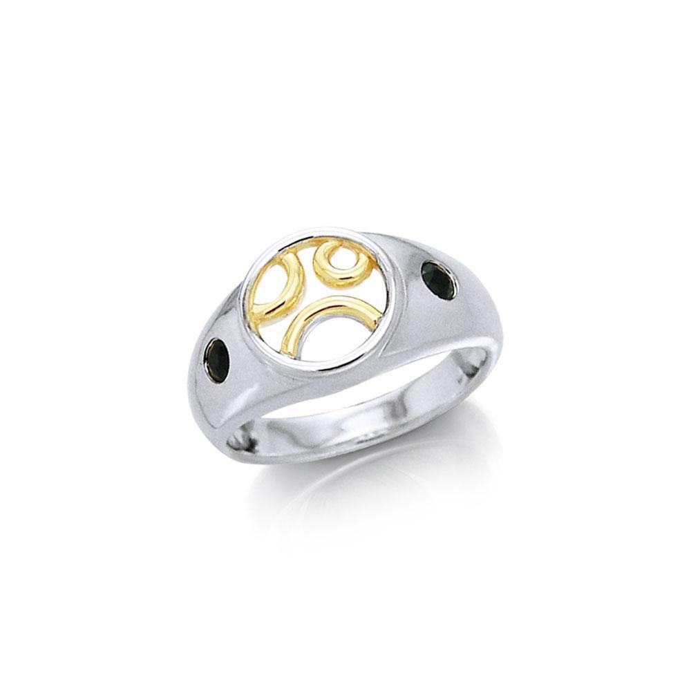 Black Magic Two Toned Circles Silver & Gold Ring MRI450 Ring