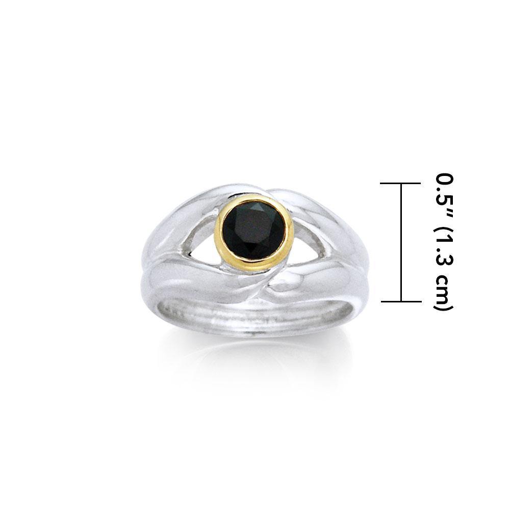 Black Magic Marquis Silver & Gold Ring MRI460 Ring