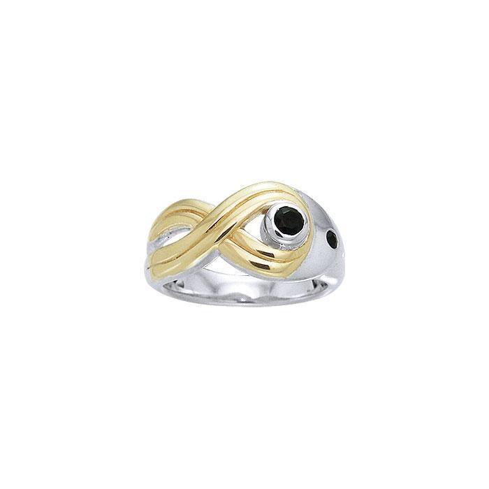 Black Magic Twisted Silver & Gold Ring MRI462 Ring
