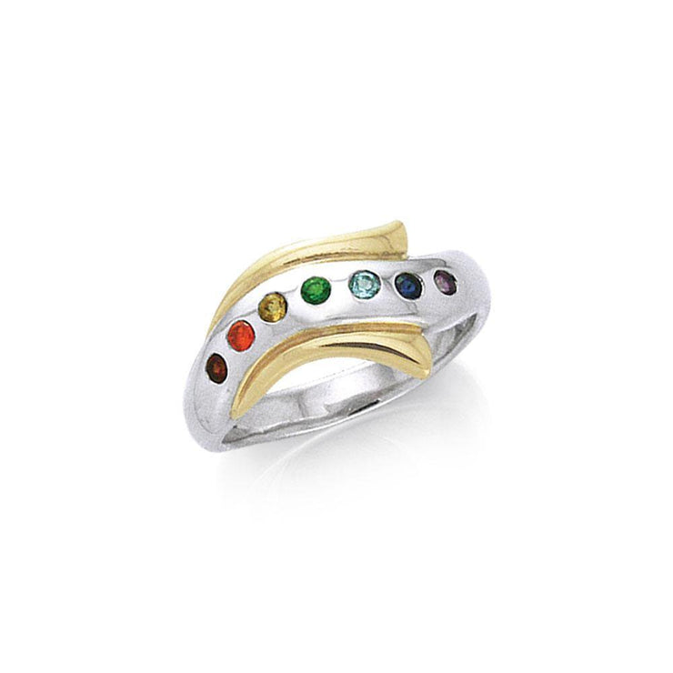 Silver and Gold Chakra Ring MRI489 Ring