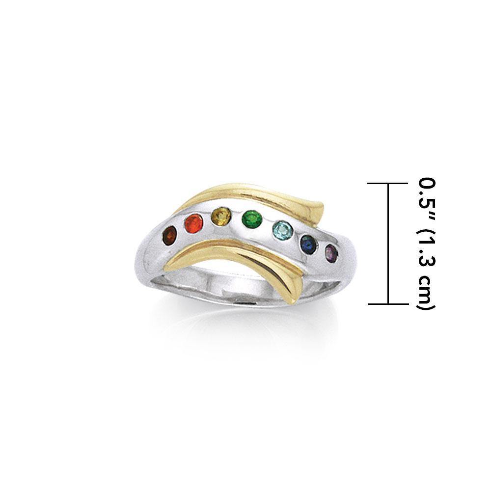 Silver and Gold Chakra Ring MRI489 Ring