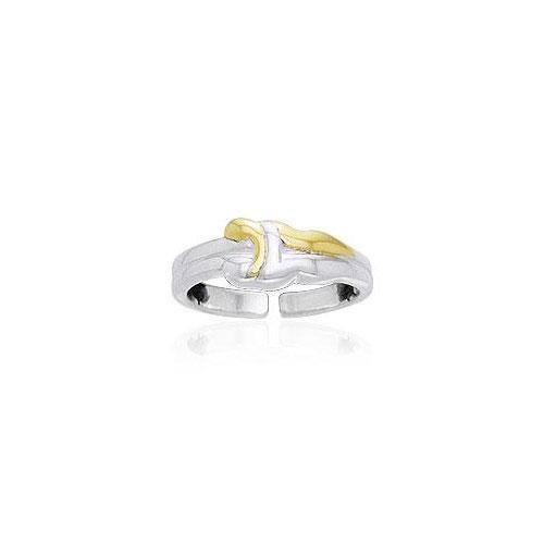 Venus and Mars Silver and Gold Plated Toe Ring MTR060 - Wholesale Jewelry