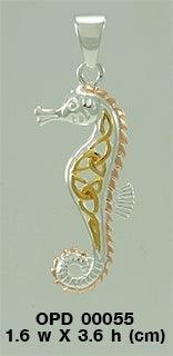 Celtic Knotwork Sterling Silver Seahorse Three-tone Pendant OPD055 - peterstone.dropshipping
