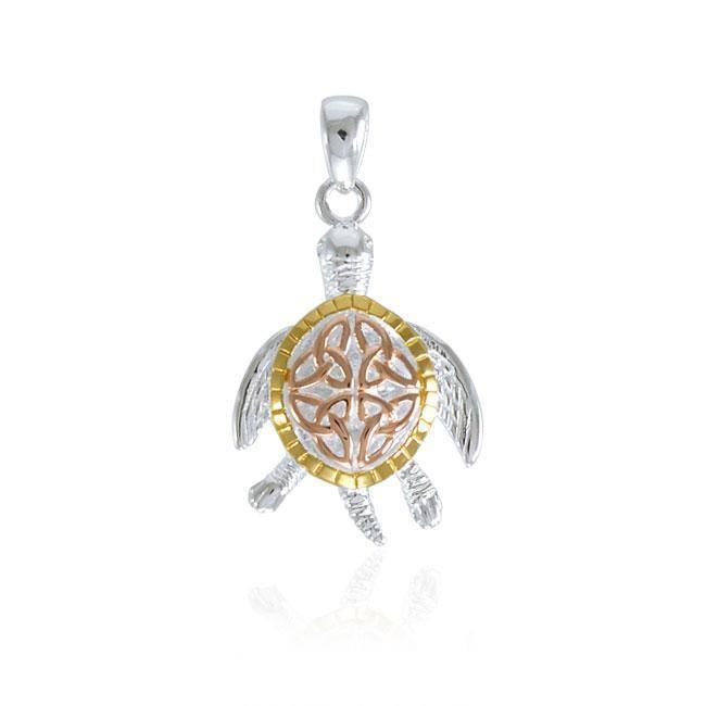 Celtic Trinity Knot Sea Turtle Three Tone Pendant OPD082 Pendant