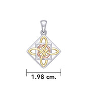 Celtic Four Point Knot Silver and Gold Accent Pendant OPD3934
