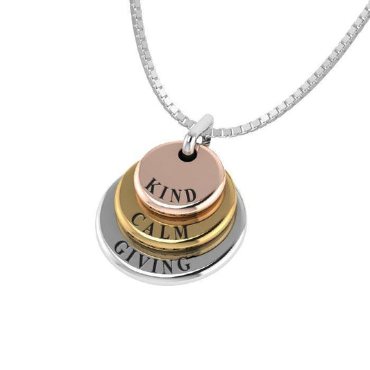 3 Words That Matter Triple Round Yellow Gold, Rose Gold and Silver Charm OSE757P