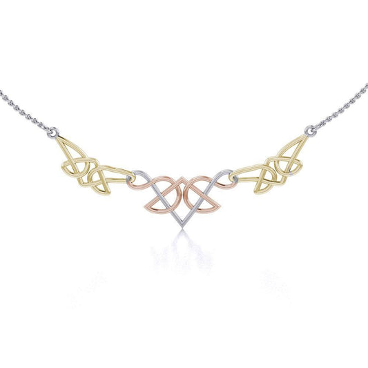 A splendor of beauty linked into one ~ Celtic Knotwork Sterling Silver Three Tone Necklace Jewelry OTN003 Necklace