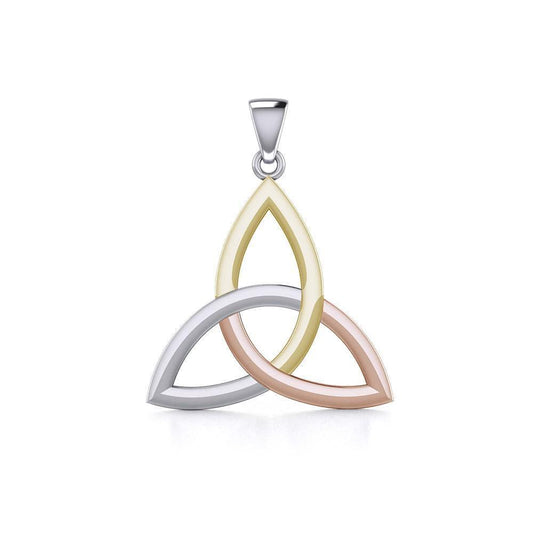 The unity of life’s triplicities ~ Celtic Knotwork Trinity Sterling Silver Three Tone Pendant Jewelry OTP085 Pendant