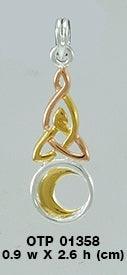 Strengthen the new beginning ~ Sterling Silver Celtic Crescent Moon Triquetra Pendant Jewelry in 14k Gold and Pink accent OTP1358 - peterstone.dropshipping