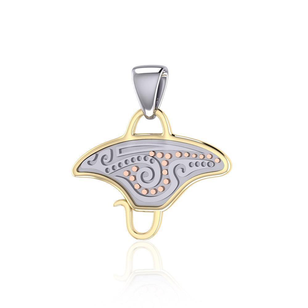 Three Tone Manta Ray Aborginal Pendant OTP2328 Pendant
