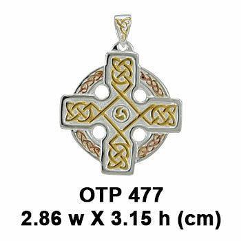 Celtic Knotwork Cross Three Tone Pendant OTP477 - peterstone.dropshipping