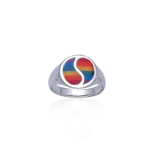 Rainbow Yin Yang Silver Ring SM078 Ring