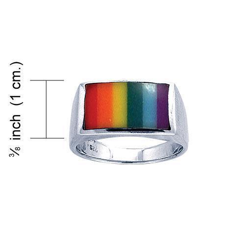 Rectangular Rainbow Silver Ring SM212 - Wholesale Jewelry