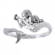 She hold the mystic ~ Sea Mermaid Sterling Silver Cuff Bracelet with Gemstone TBA189 - Wholesale Jewelry