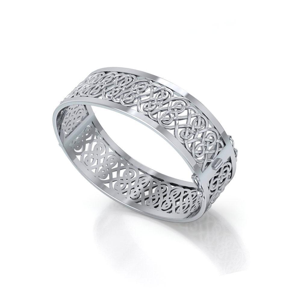 Large Silver Hollow Celtic Knot  Bangle with open lock TBA216 Bangle