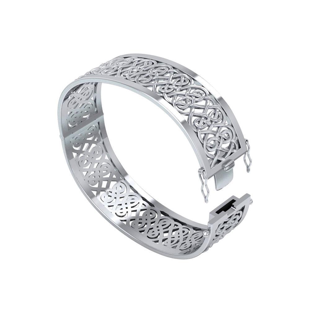 Large Silver Hollow Celtic Knot  Bangle with open lock TBA216 Bangle