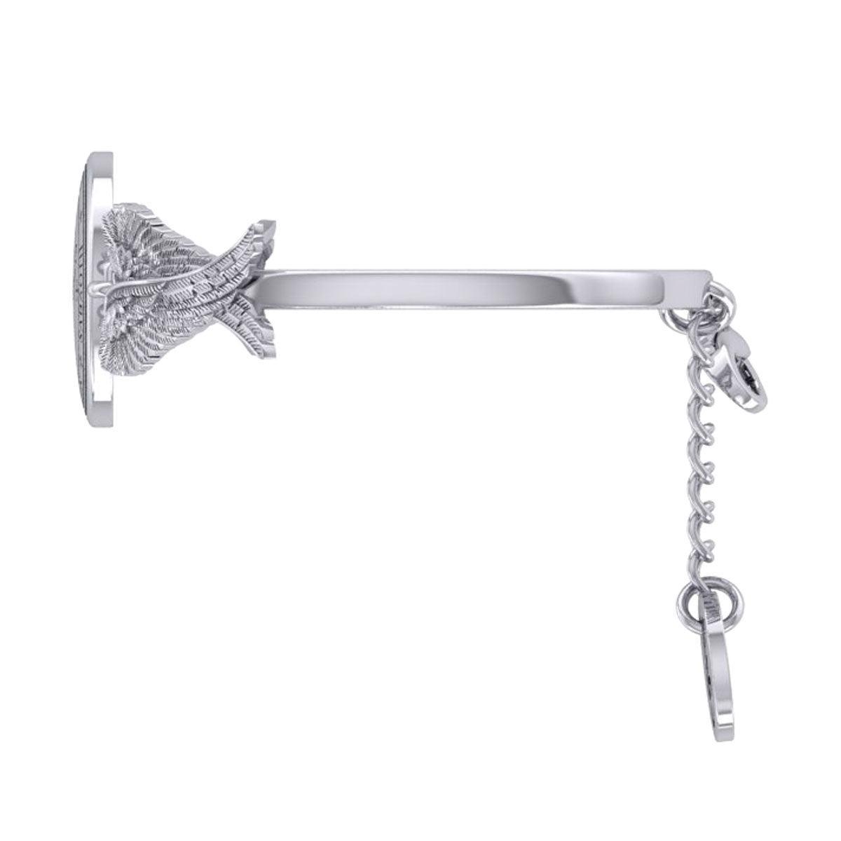 Archangel Michael Sigil and Angel Wings Silver Cuff Bracelet TBA287 - peterstone.dropshipping