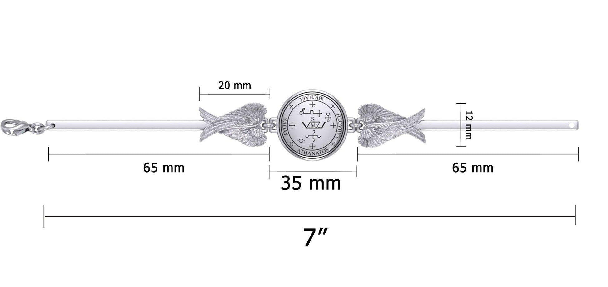 Archangel Michael Sigil and Angel Wings Silver Cuff Bracelet TBA287 - peterstone.dropshipping