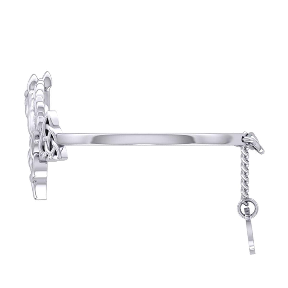 Triquetra and Celtic Horse Silver Cuff Bracelet TBA288 - peterstone.dropshipping