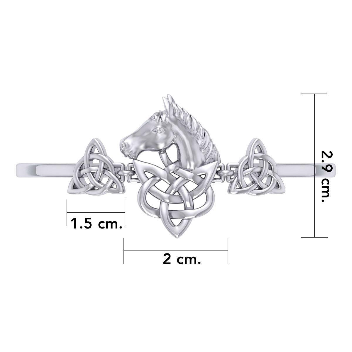 Triquetra and Celtic Horse Silver Cuff Bracelet TBA288 - peterstone.dropshipping
