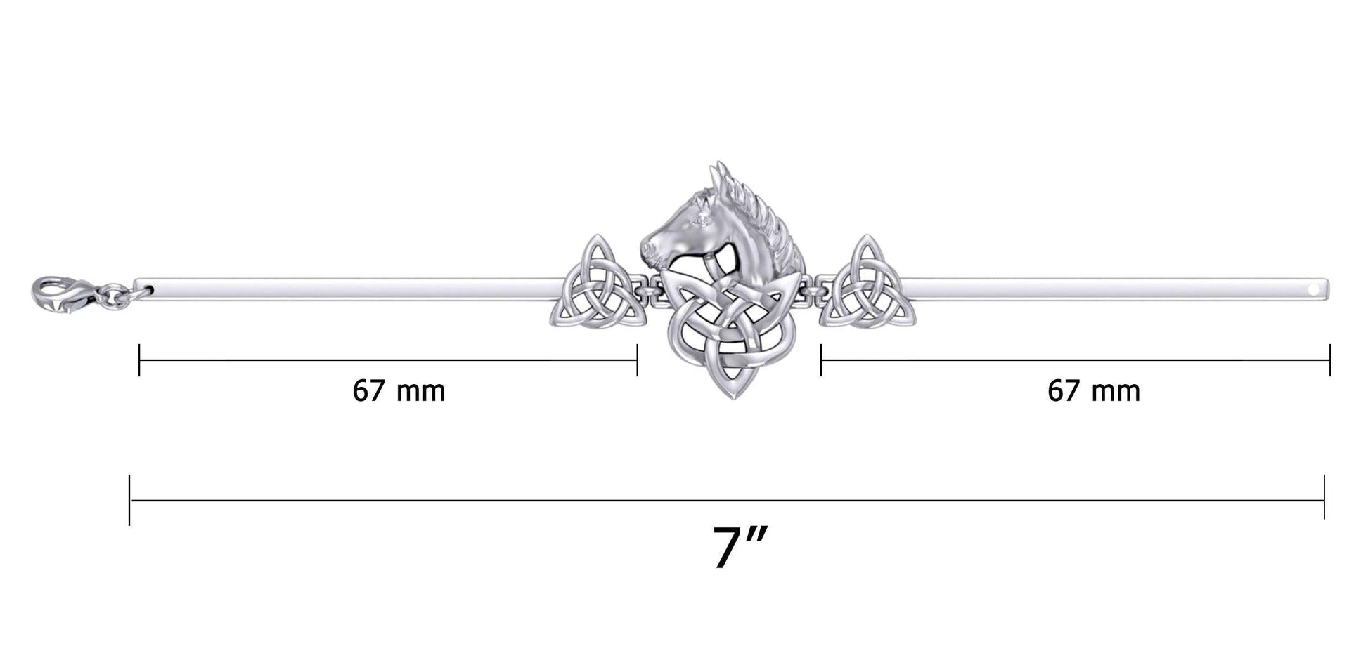 Triquetra and Celtic Horse Silver Cuff Bracelet TBA288 - peterstone.dropshipping