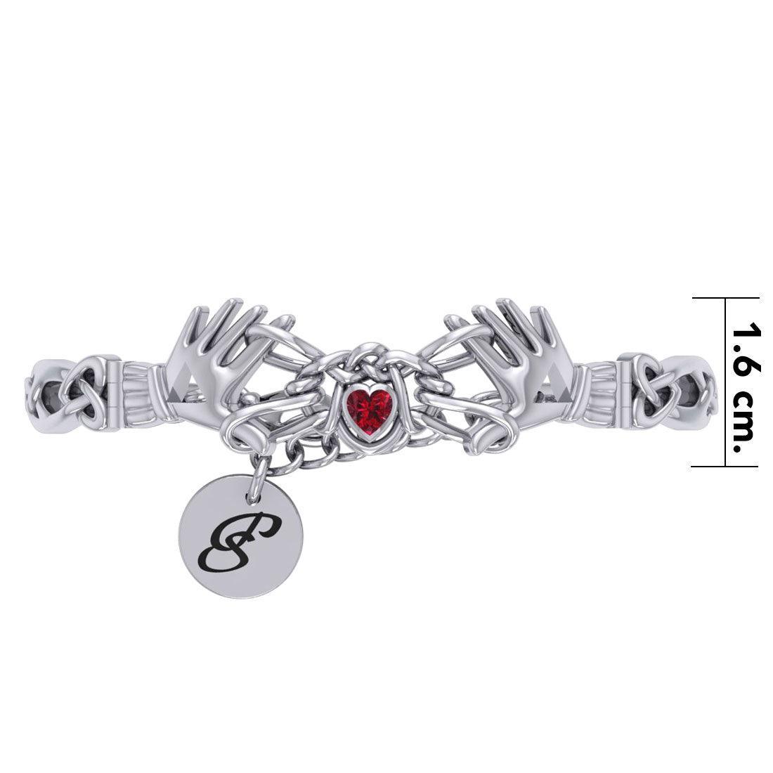 Celtic Knotwork Japanese Ayatori Love Silver Cuff Bracelet with Gem TBA296 - peterstone.dropshipping