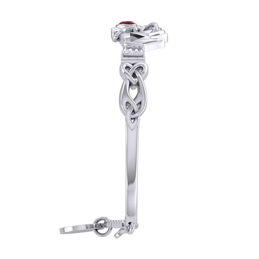 Celtic Knotwork Japanese Ayatori Love Silver Cuff Bracelet with Gem TBA296 - peterstone.dropshipping