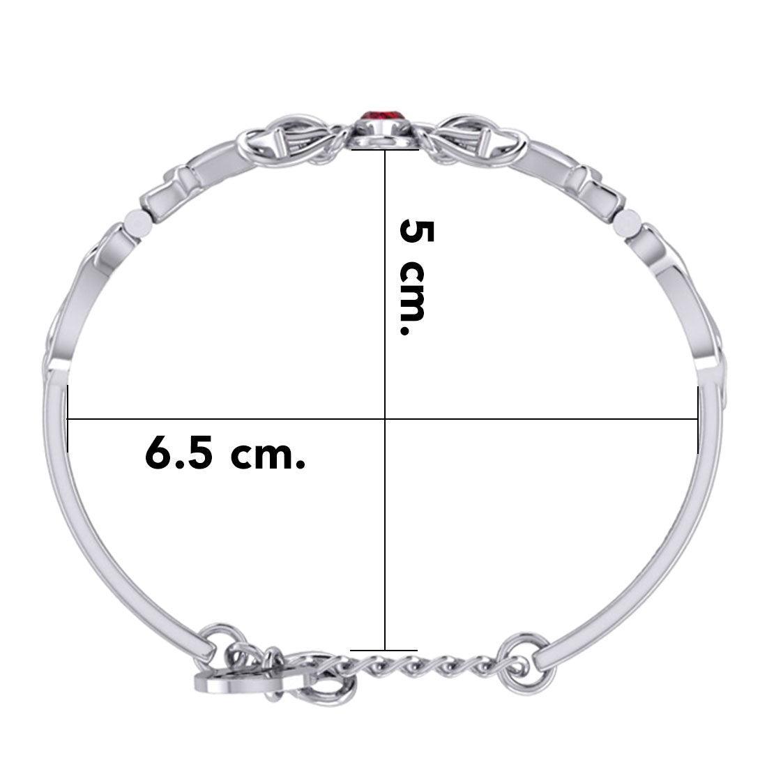 Celtic Knotwork Japanese Ayatori Love Silver Cuff Bracelet with Gem TBA296 - peterstone.dropshipping