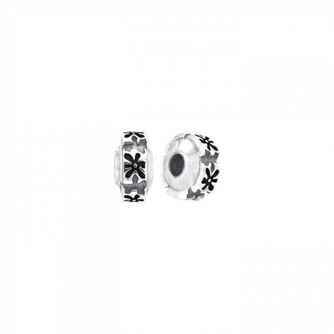Round Flower Silver Bead TBD014