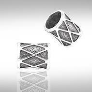 Cylinder with Diamonds Shape Silver Bead TBD016 Bead
