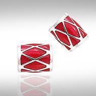 Cylinder with Diamonds Shape Silver Bead TBD016 Bead