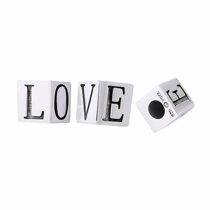 Rectangular Love Silver Bead TBD018