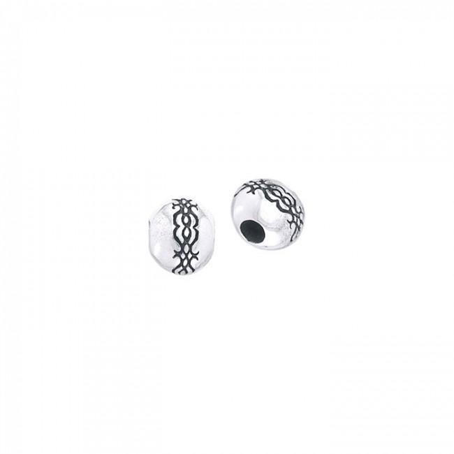 Round Tribal Design Silver Bead TBD027