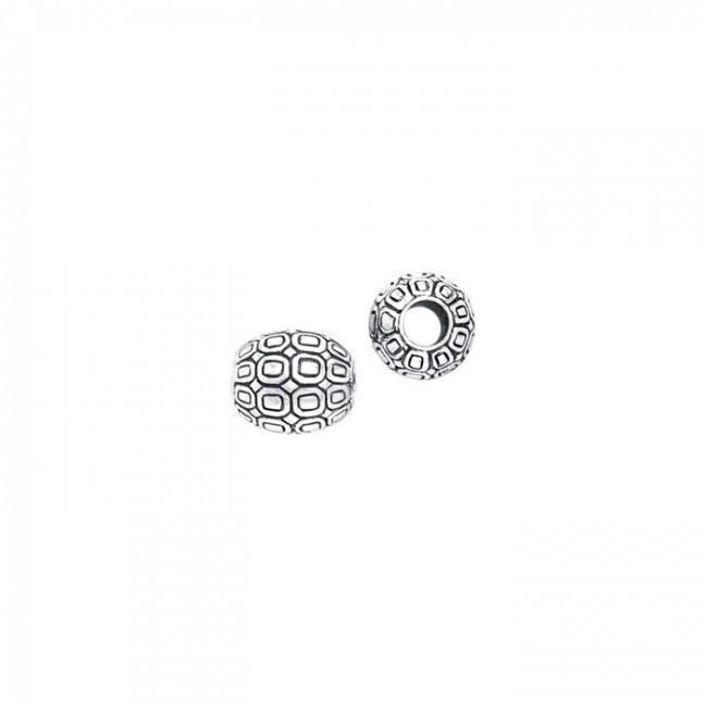 Round Geometric Design Silver Bead TBD031