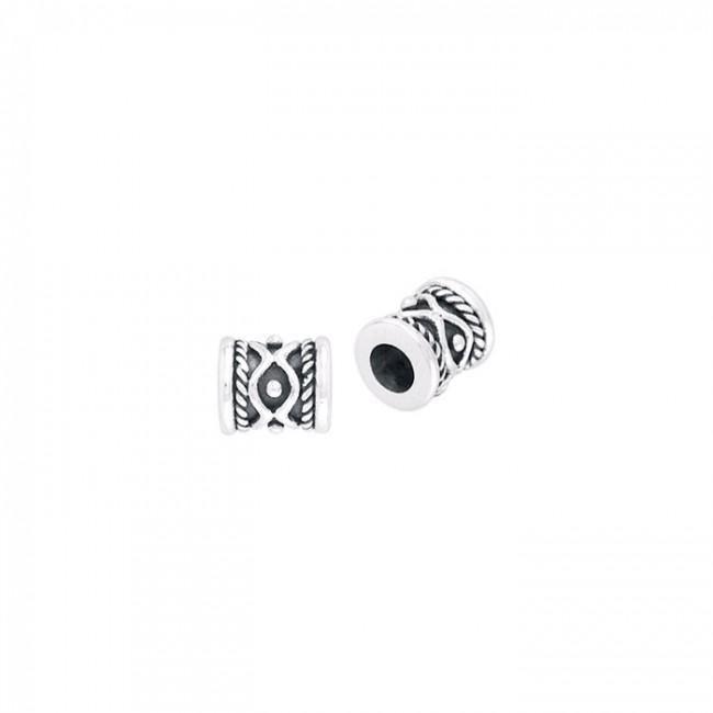 Cylinder Braided Silver Bead TBD051