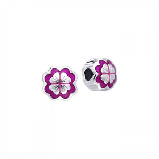 Colored Flower Silver Bead TBD090