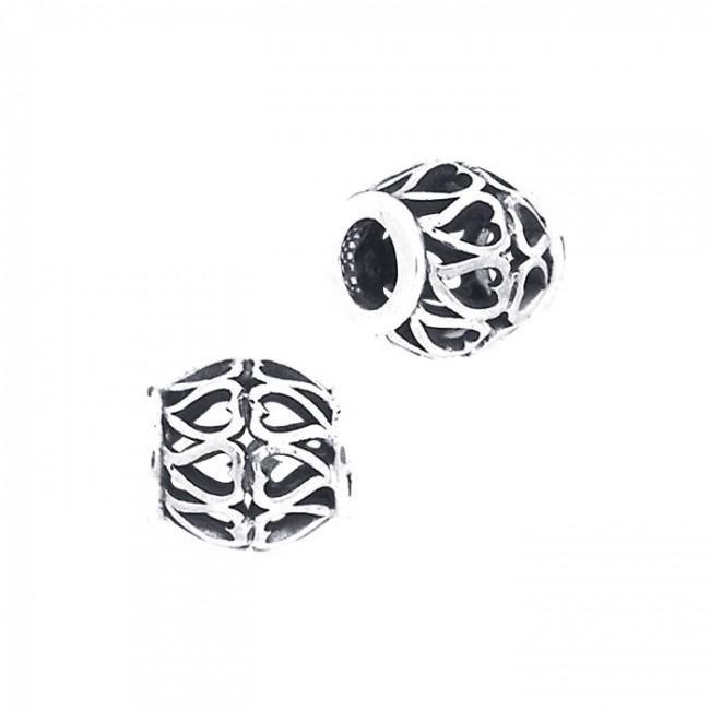 Round Filligree Heart Silver Bead TBD092
