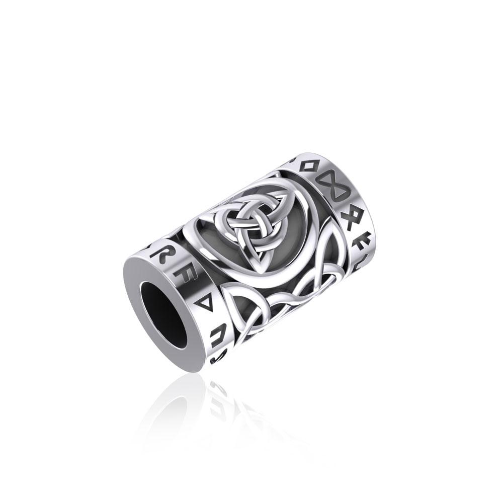 Triquetra in Circle with Rune Symbol and Celtic Silver Bead TBD367 - Peter Stone Wholesale