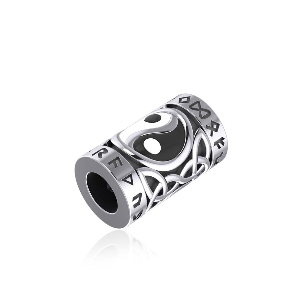 Yin Yang in Circle with Rune Symbol and Celtic Accented Silver Bead TBD370 - Peter Stone Wholesale