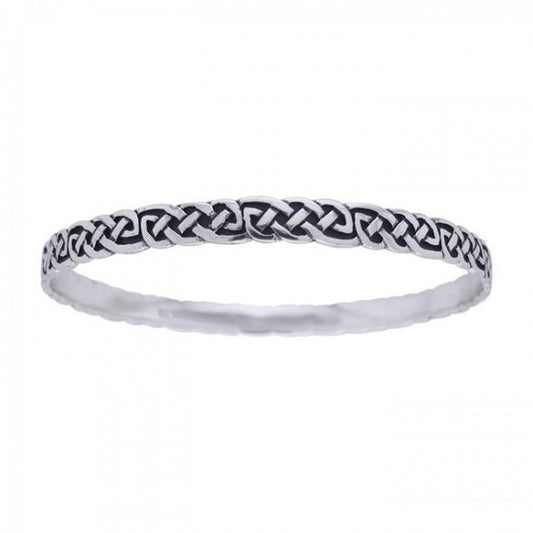Celtic Knotwork Silver Bangle Bracelet TBG035