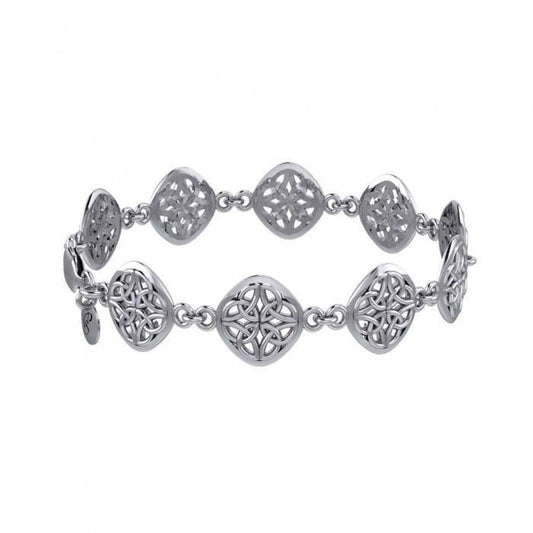 Celtic Knotwork Four Point Trinity Knots Silver Bracelet TBG072