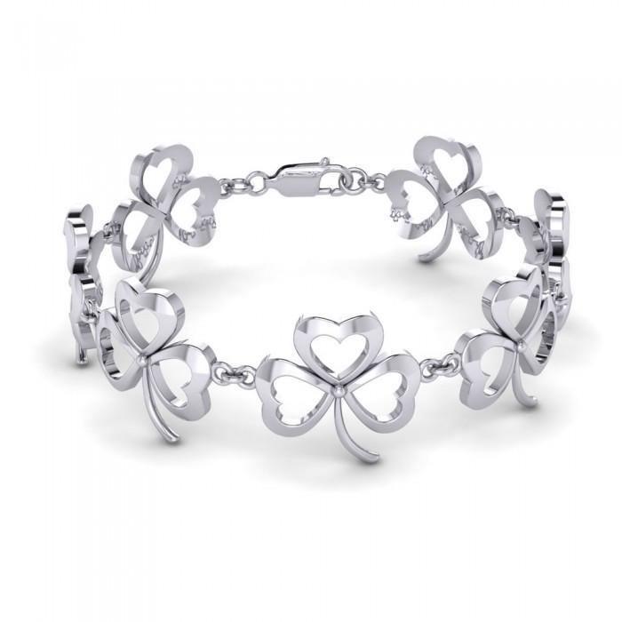Celtic Shamrock Silver Link Bracelet TBG292