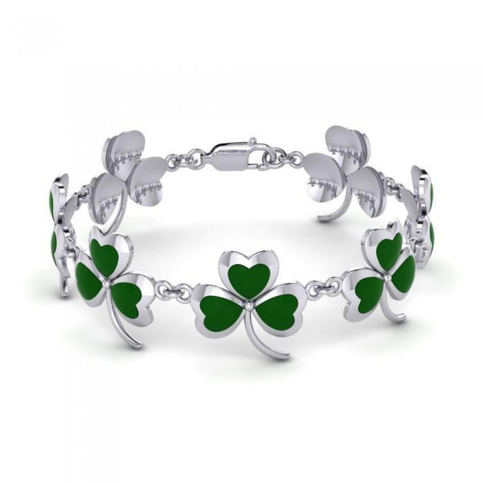 Celtic Shamrock Silver Link Bracelet TBG361