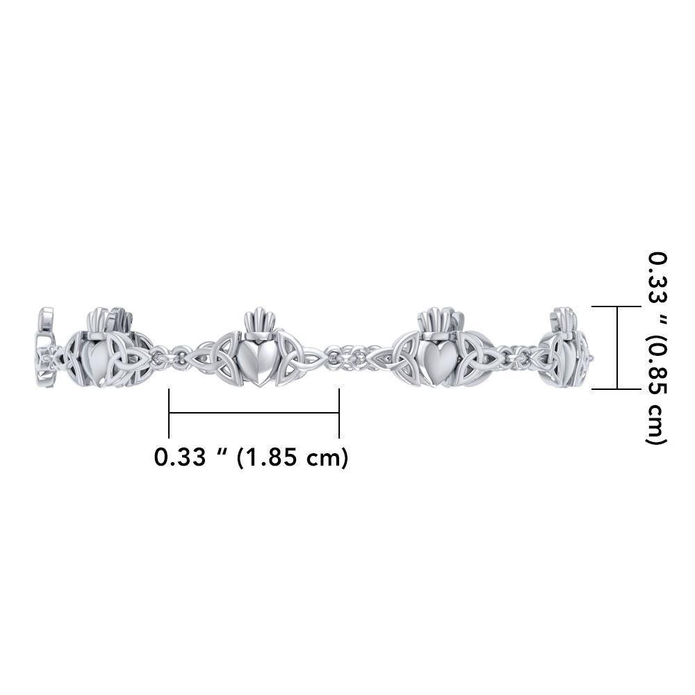 Celtic Knotwork and Claddagh Silver Bracelet TBG368 Bracelet