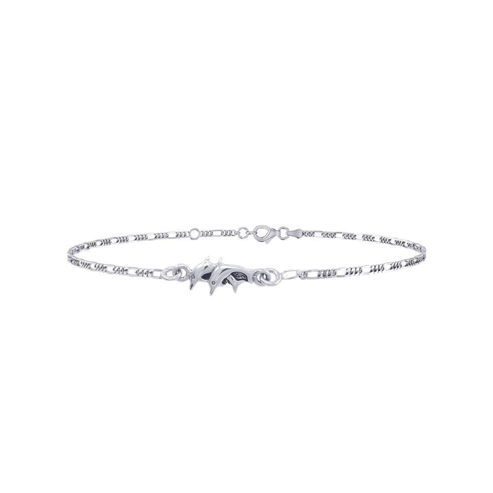 Twin Dolphins Silver Anklet TBG374 - peterstone.dropshipping