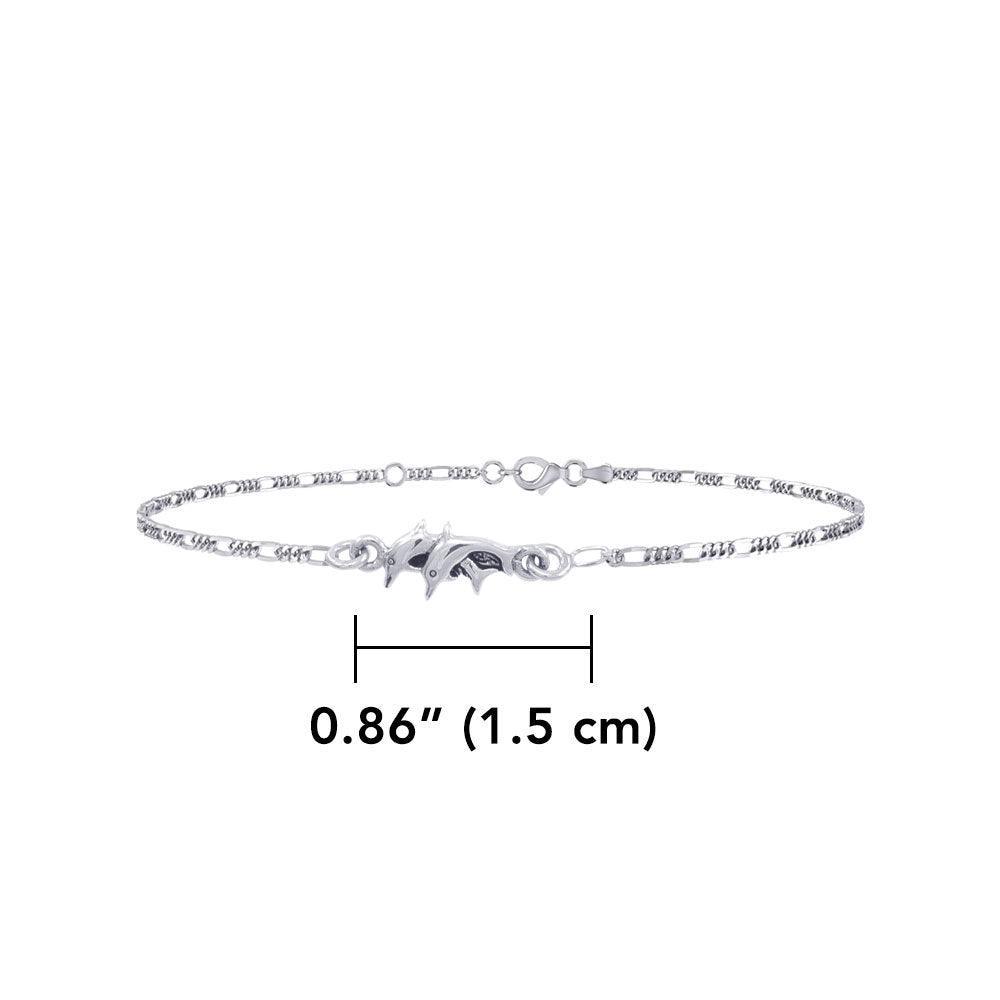 Twin Dolphins Silver Anklet TBG374 - peterstone.dropshipping