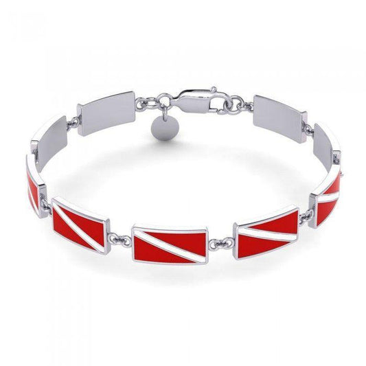 Diving exclusive ~ Sterling Silver Jewelry Dive Flag Link Bracelet TBG404 Bracelet